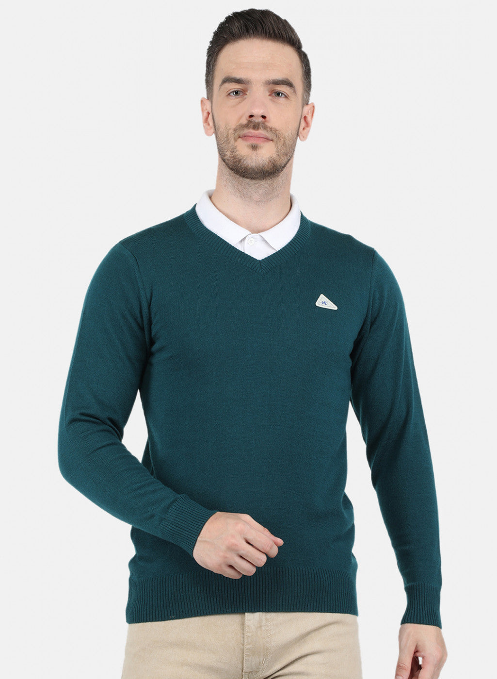 Men Green Solid Pullover