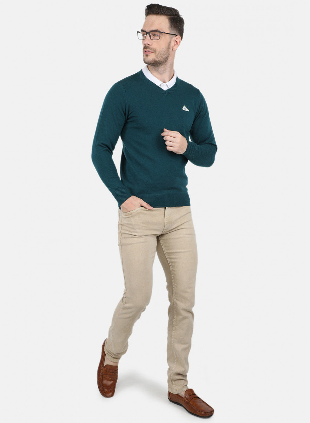 Men Green Solid Pullover