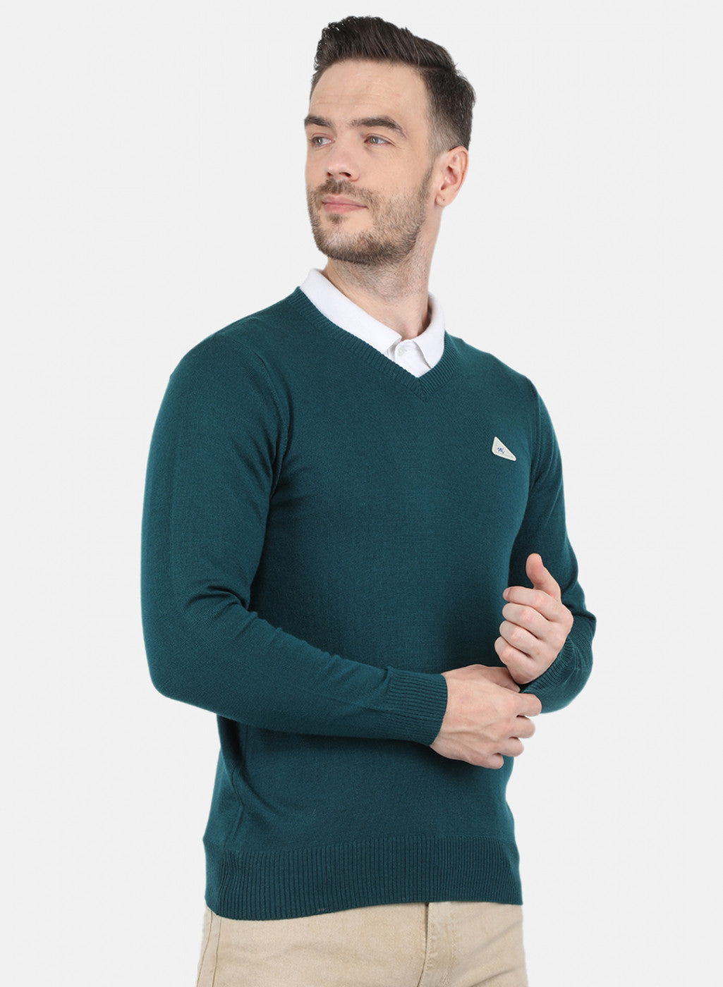 Men Green Solid Pullover