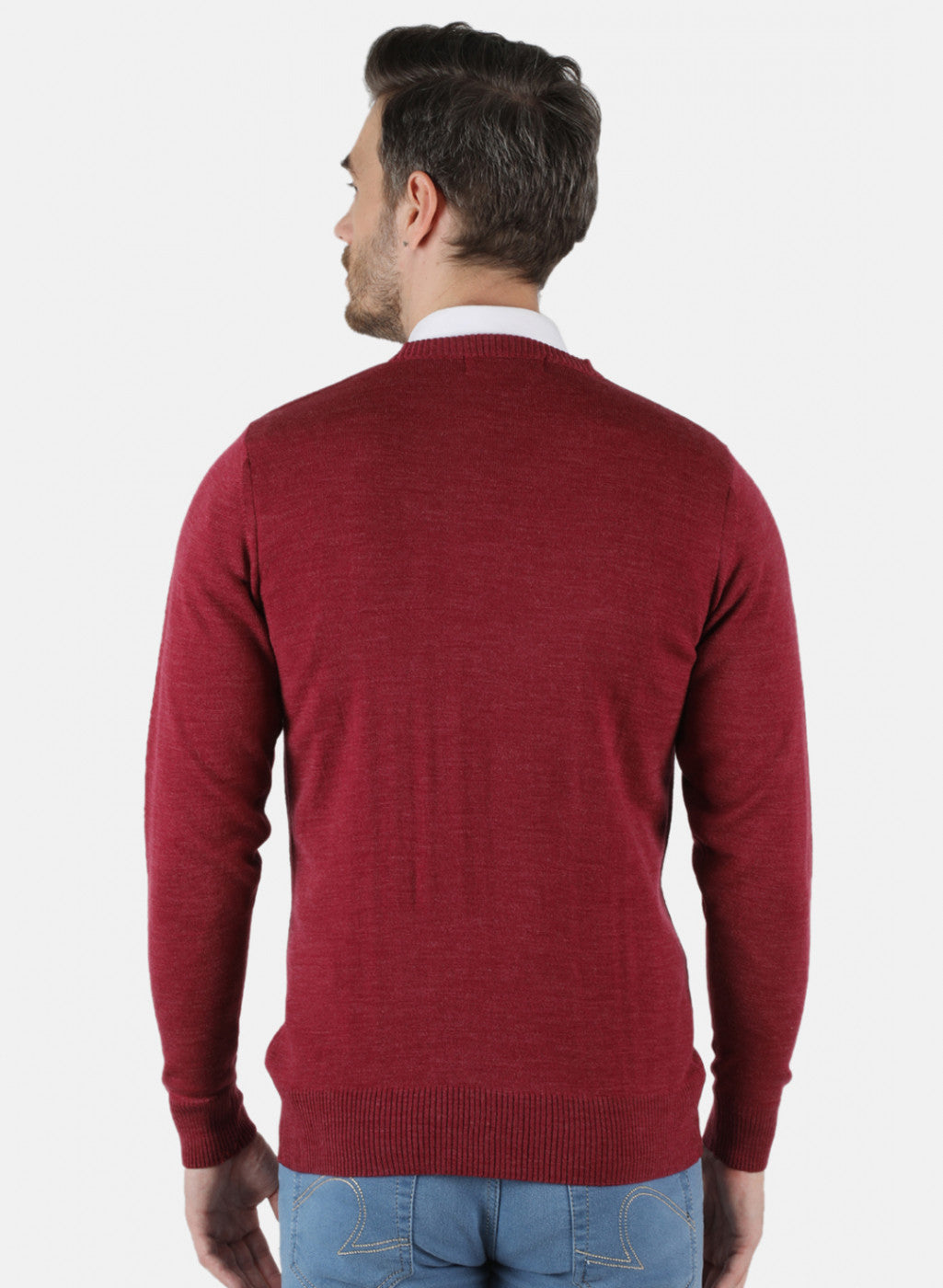 Men Red Solid Pullover