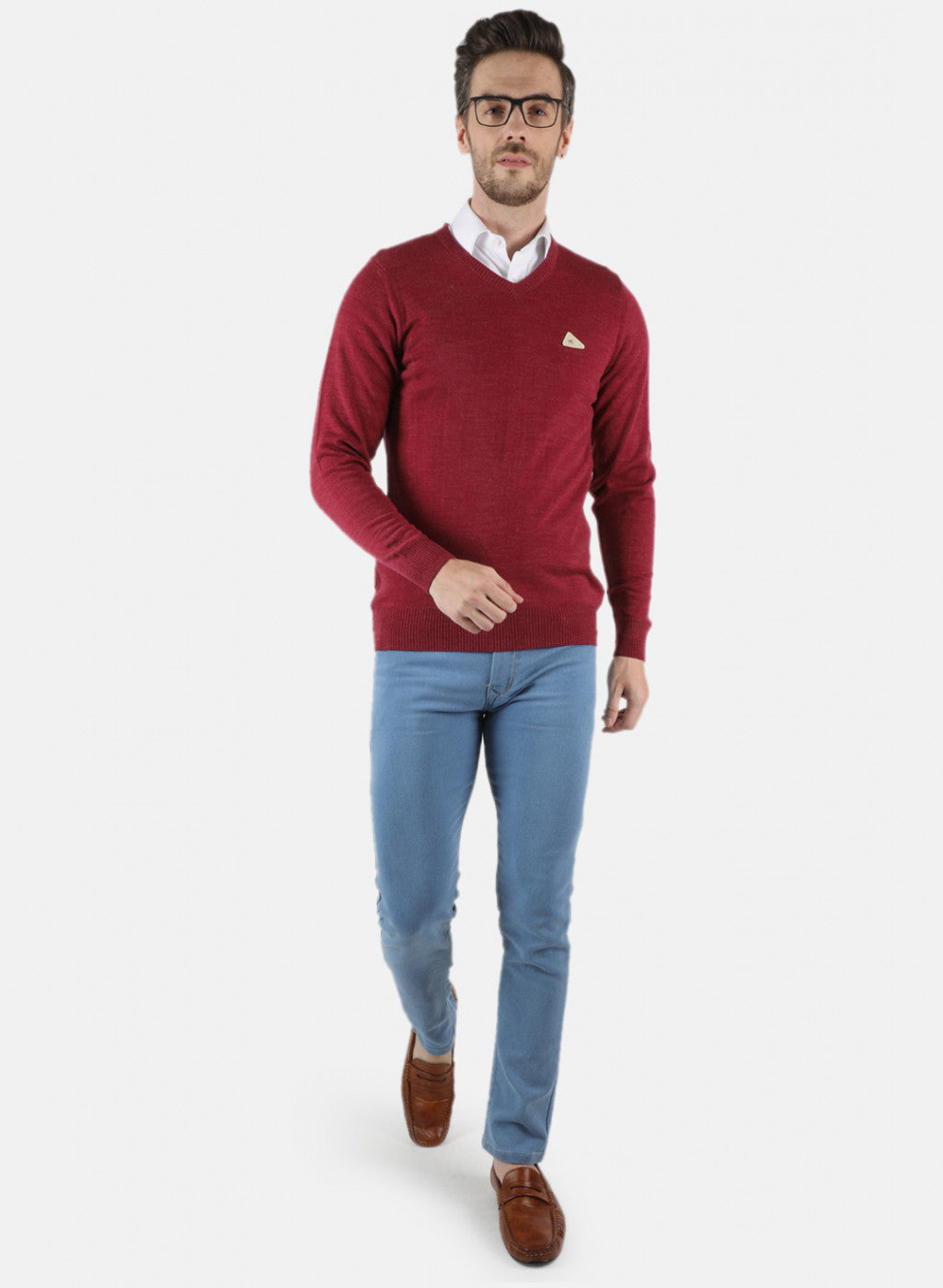 Men Red Solid Pullover