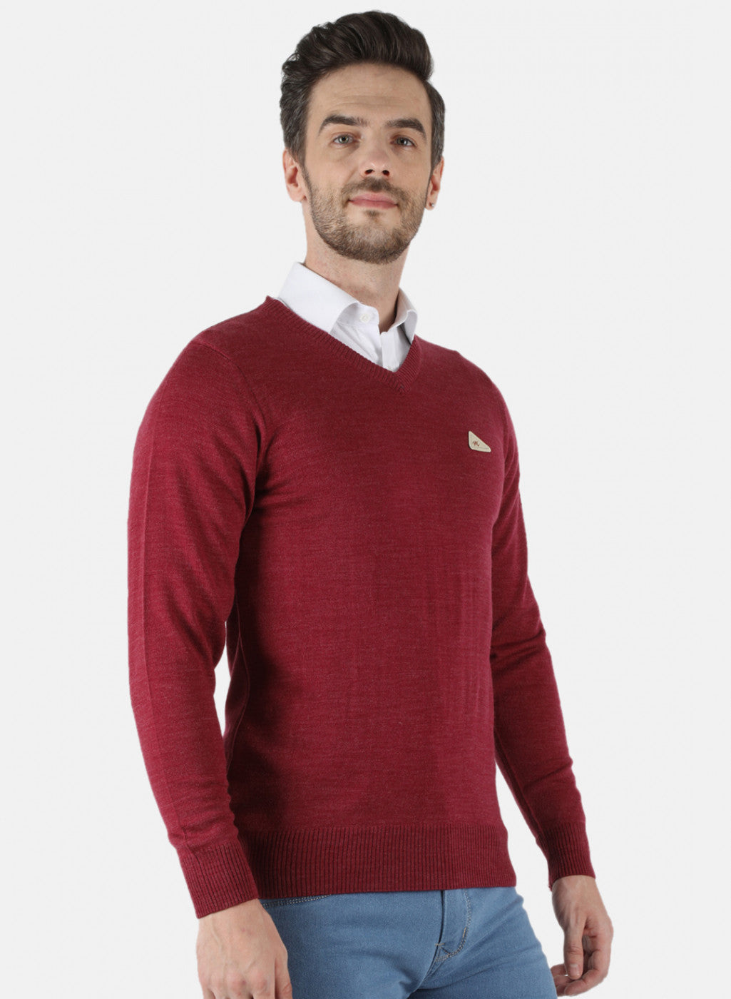 Men Red Solid Pullover