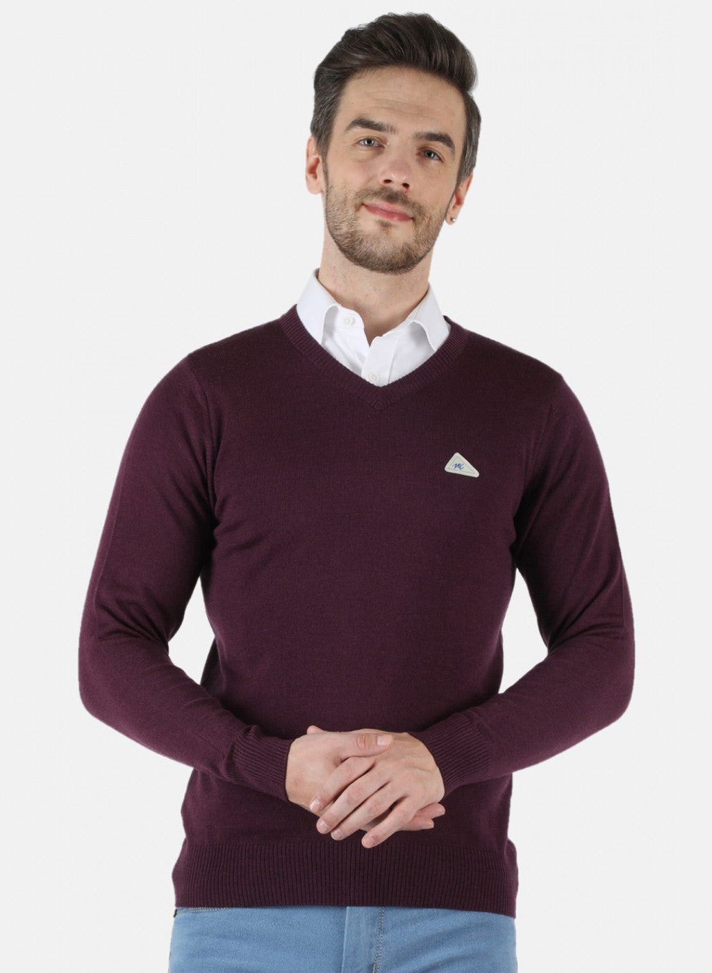 Men Purple Solid Pullover