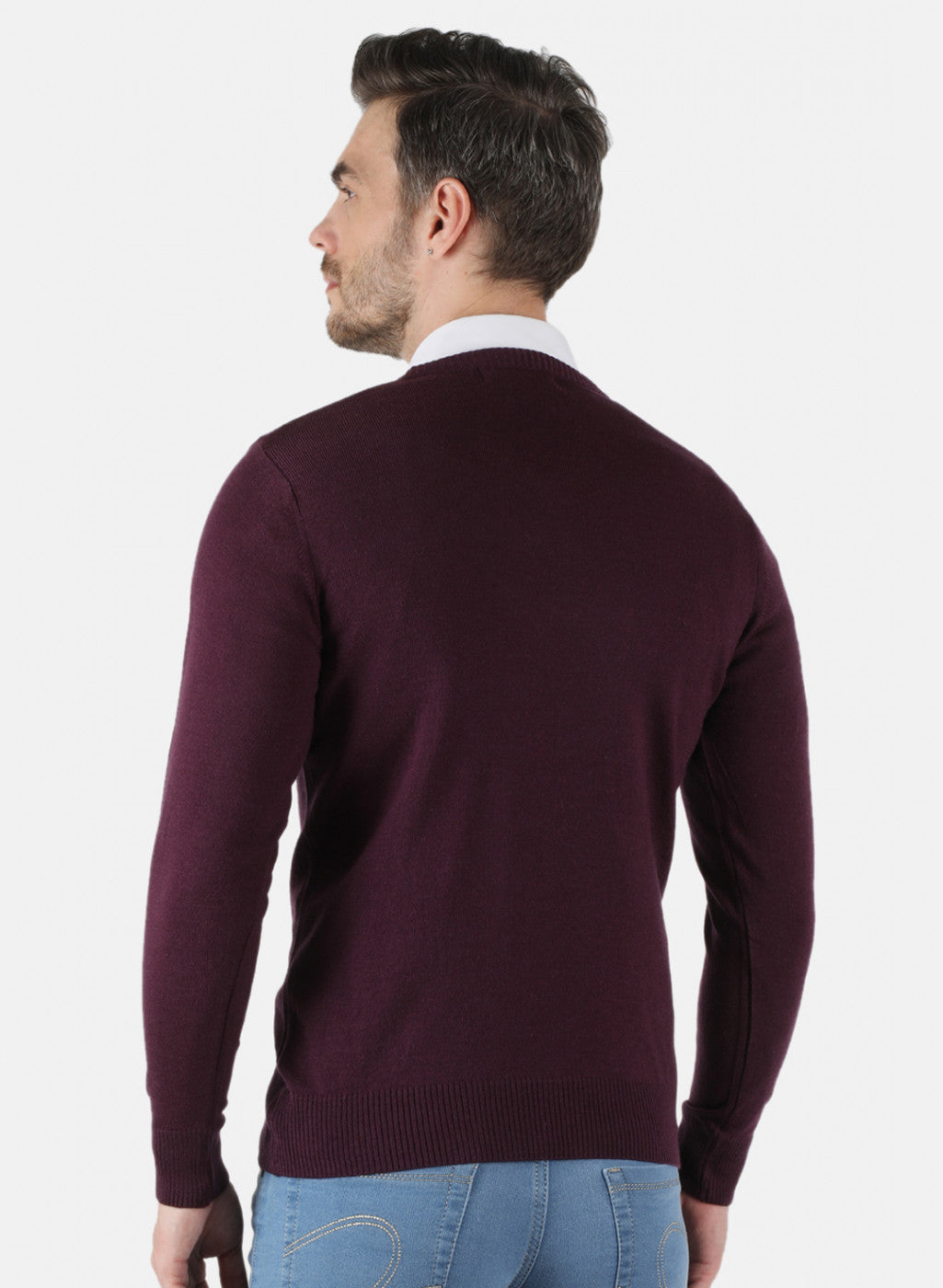 Men Purple Solid Pullover