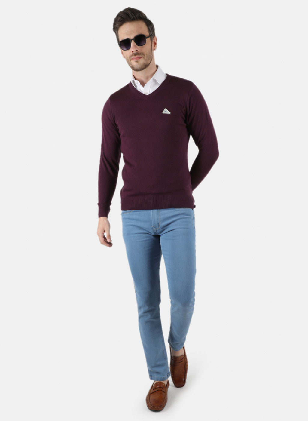 Men Purple Solid Pullover