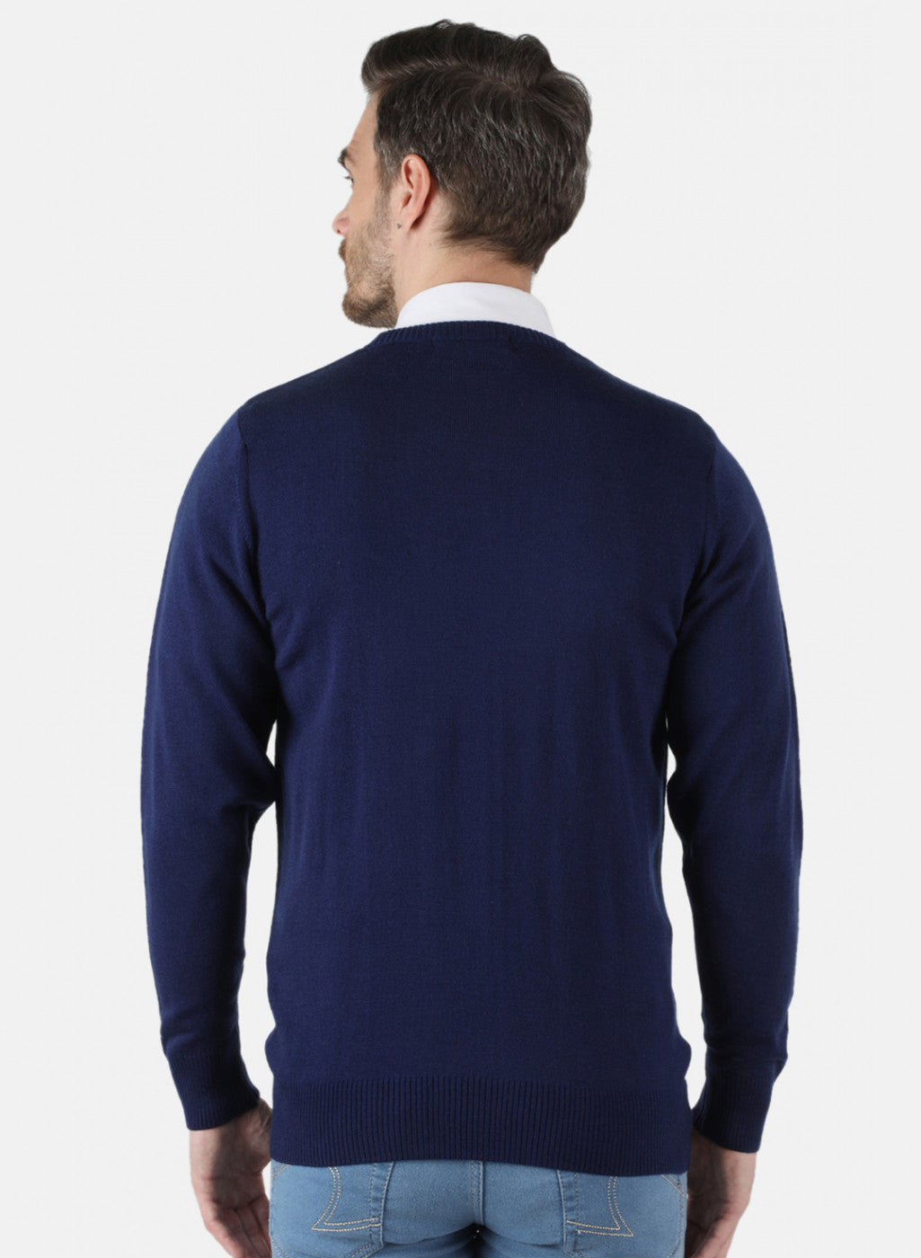 Men Blue Solid Pullover