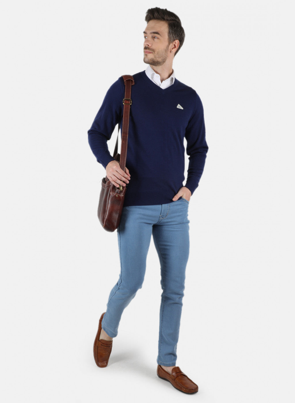 Men Blue Solid Pullover