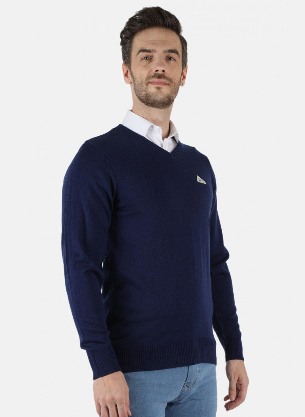 Men Blue Solid Pullover