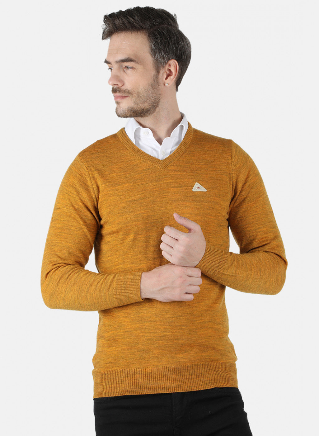 Men Yellow Solid Pullover