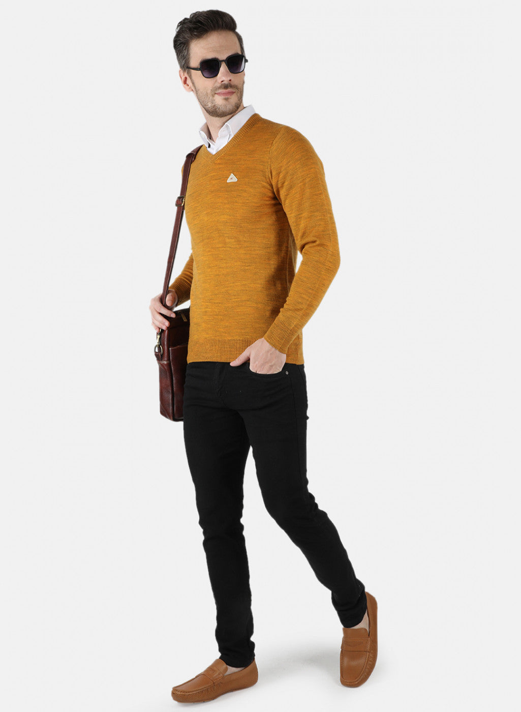 Men Yellow Solid Pullover