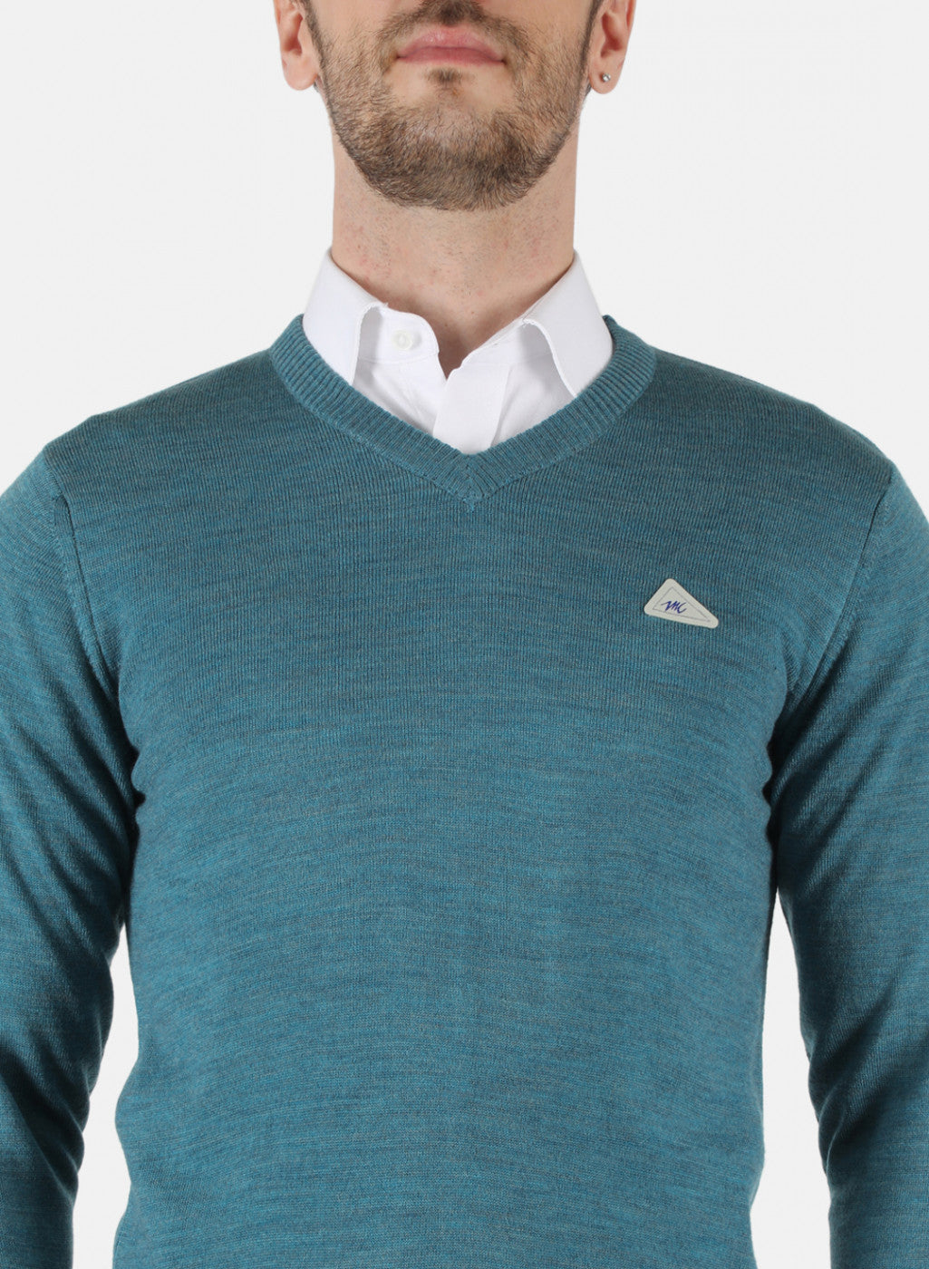 Men Turquoise Blue Solid Pullover