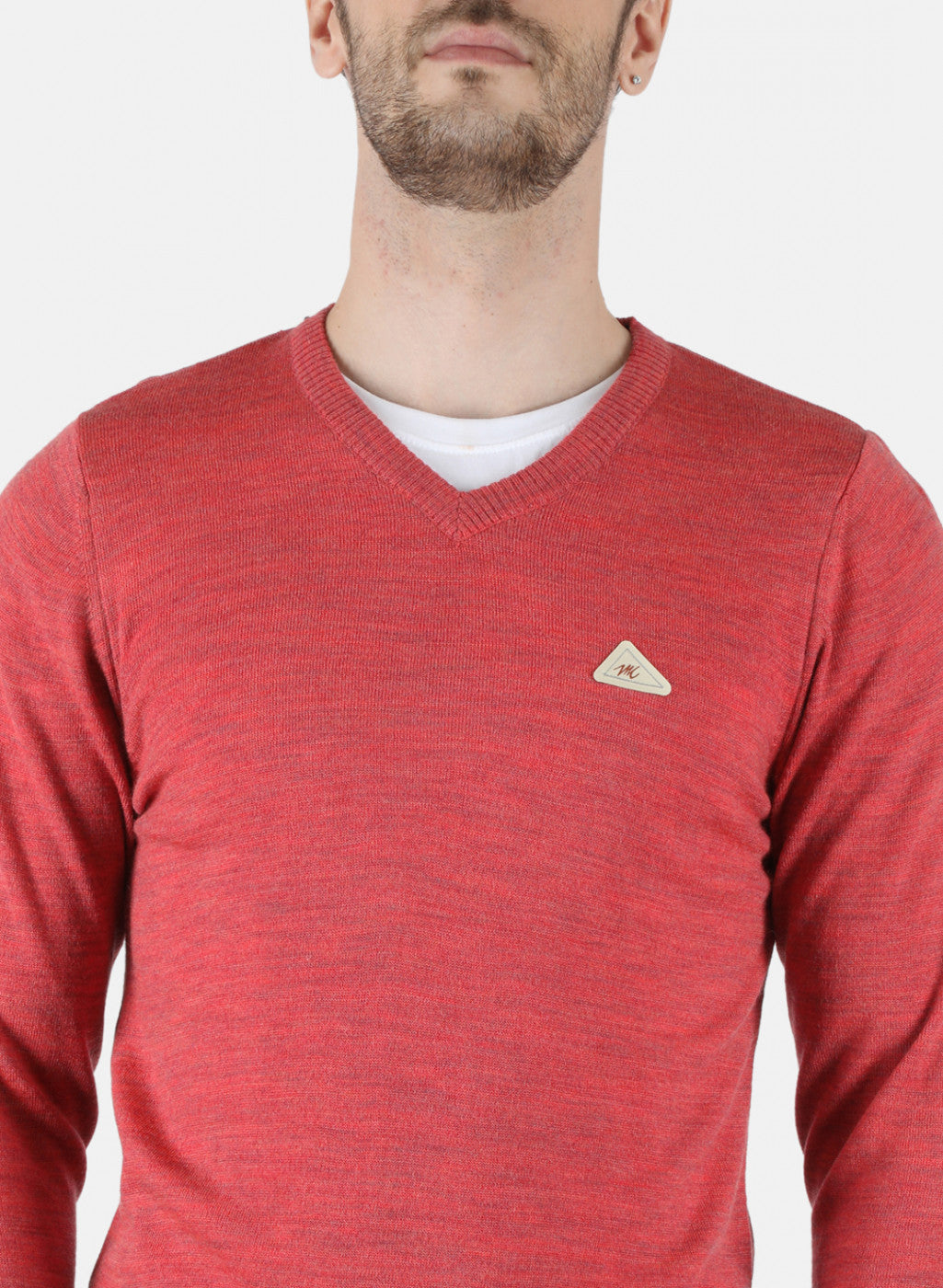 Men Red Solid Pullover