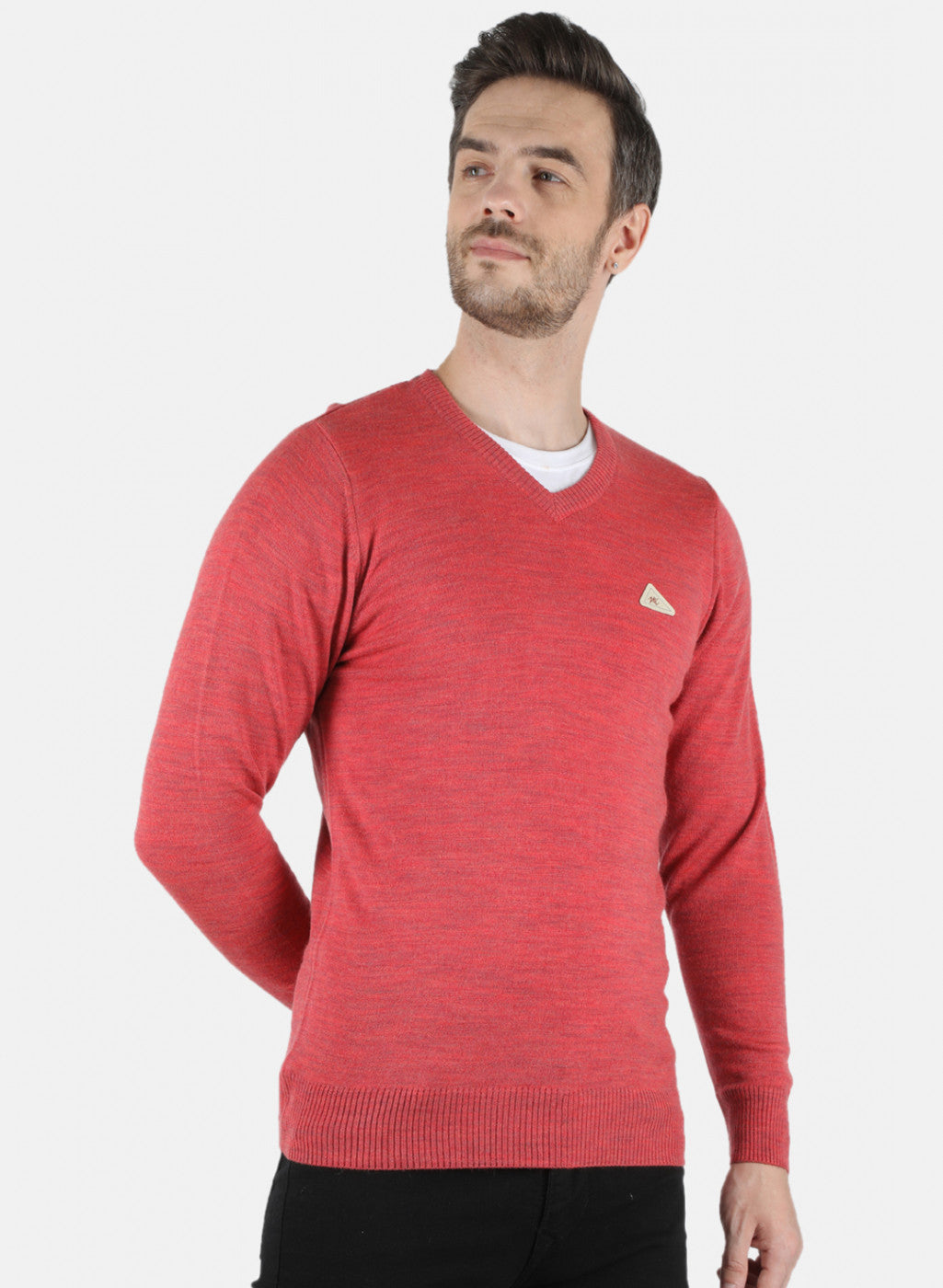 Men Red Solid Pullover