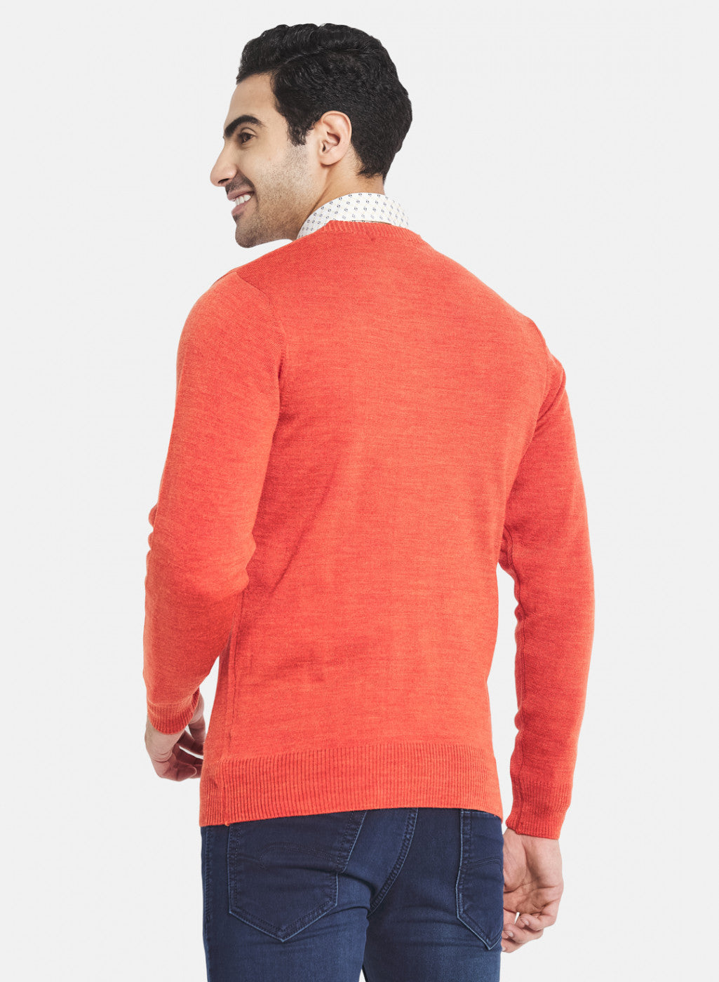 Men Orange Solid Pullover