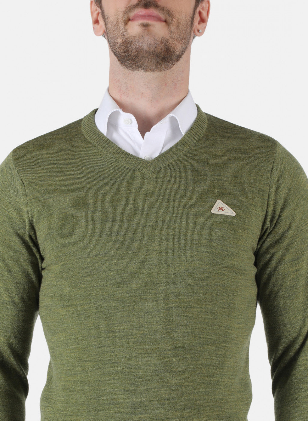 Men Olive Solid Pullover