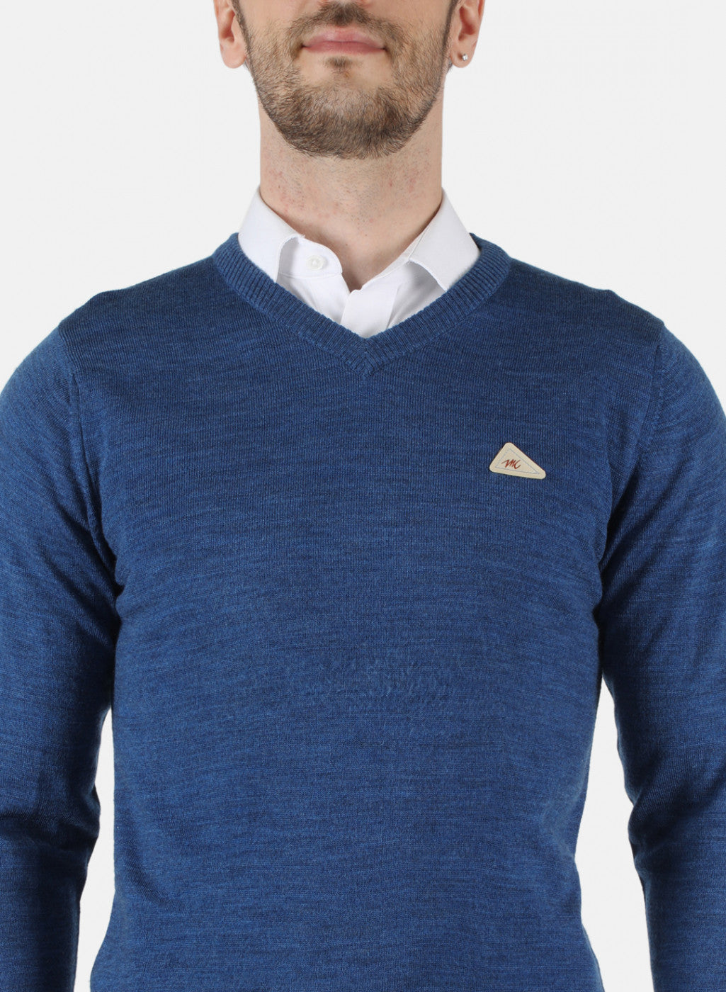 Men Blue Solid Pullover