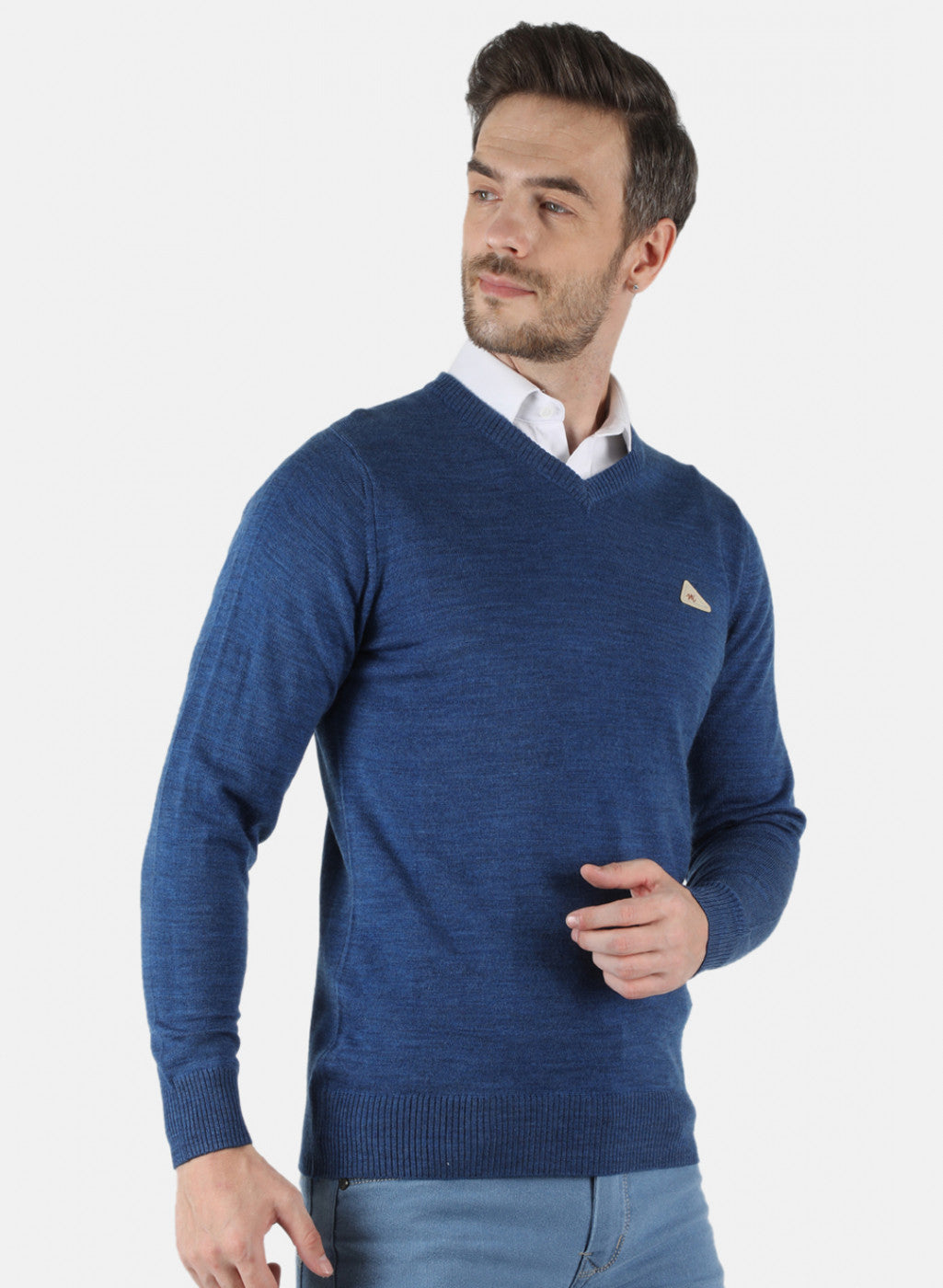 Men Blue Solid Pullover