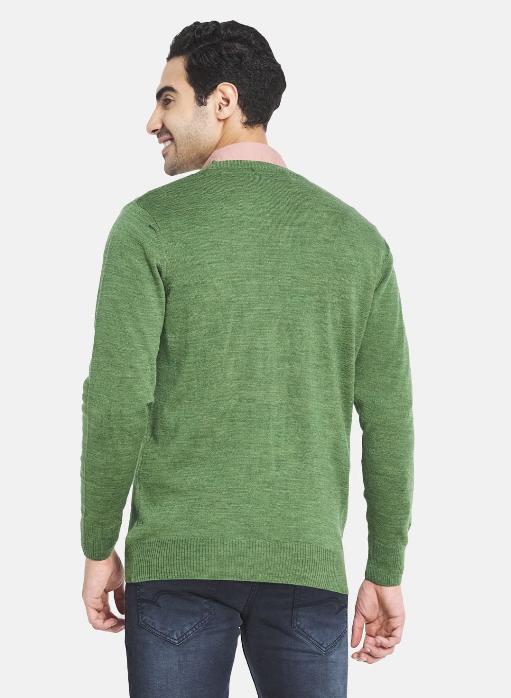 Men Olive Solid Pullover