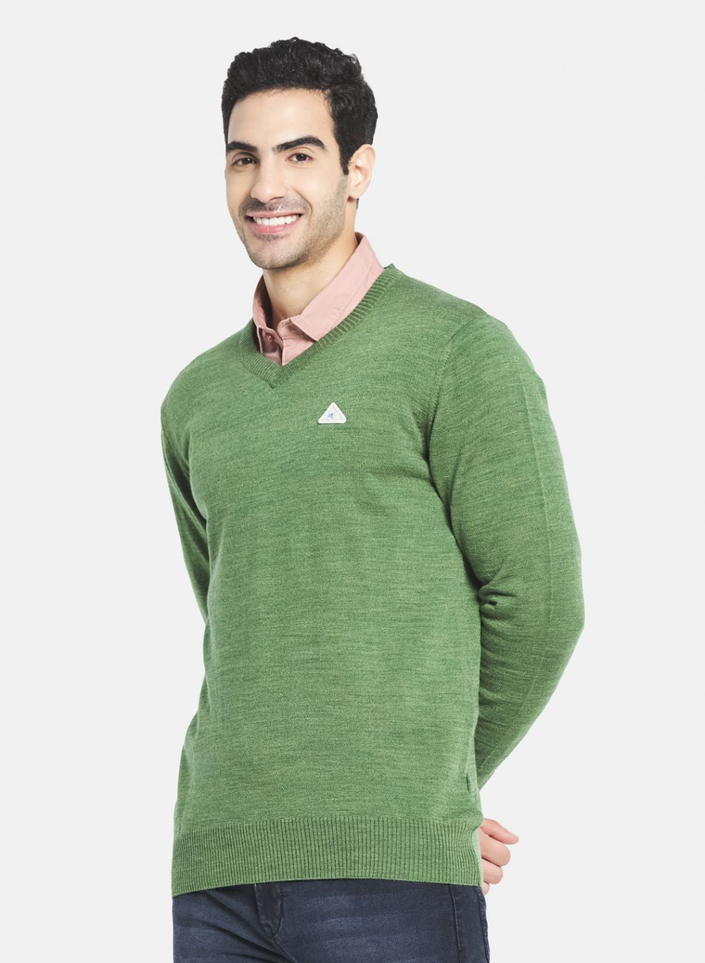 Men Olive Solid Pullover