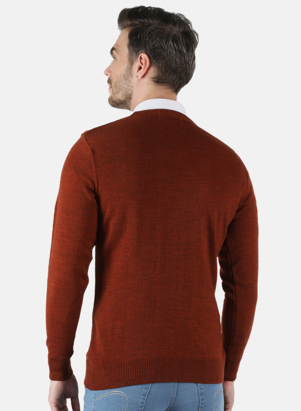 Men Brown Solid Pullover