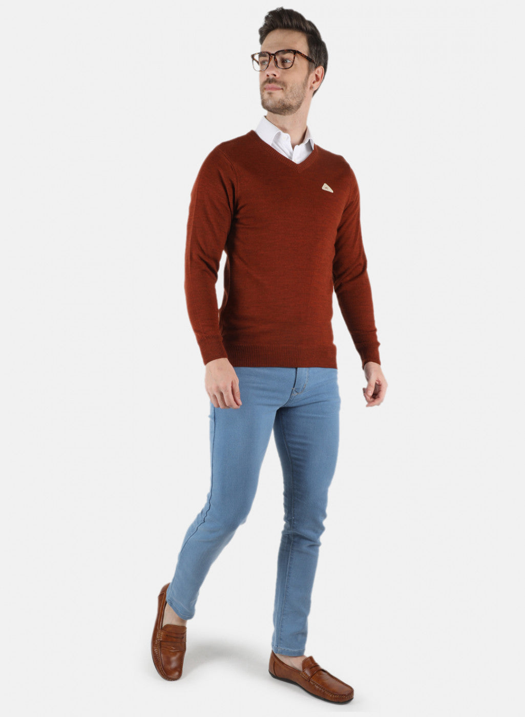 Men Brown Solid Pullover