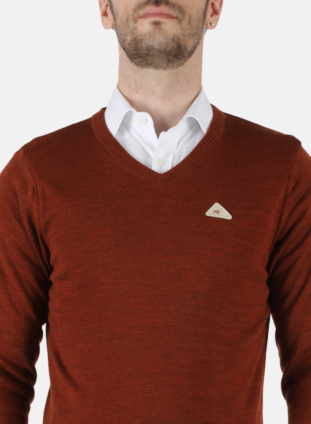 Men Brown Solid Pullover