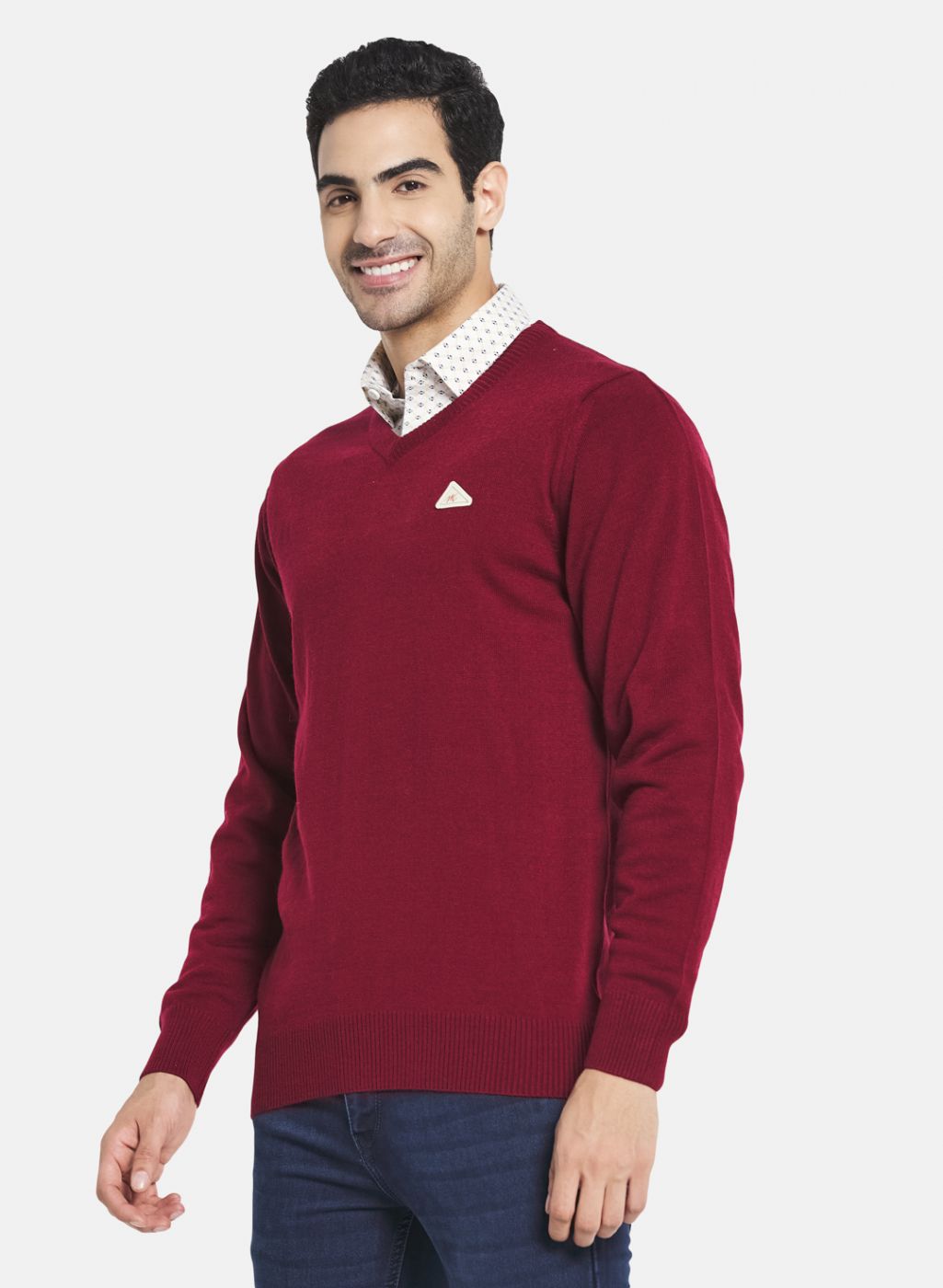 Men Maroon Solid Pullover