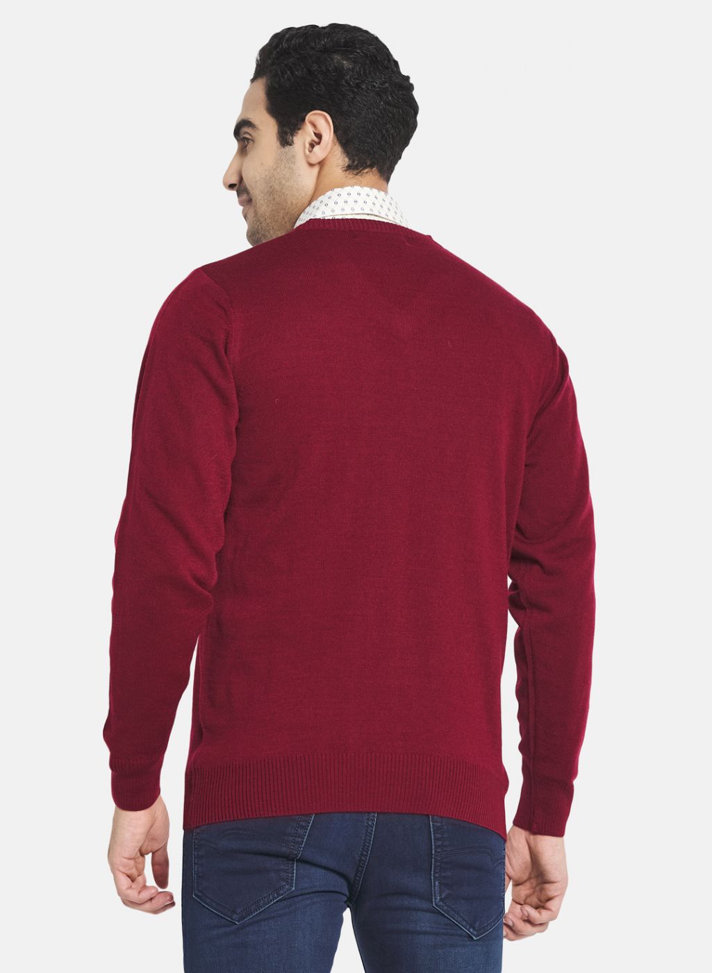 Men Maroon Solid Pullover