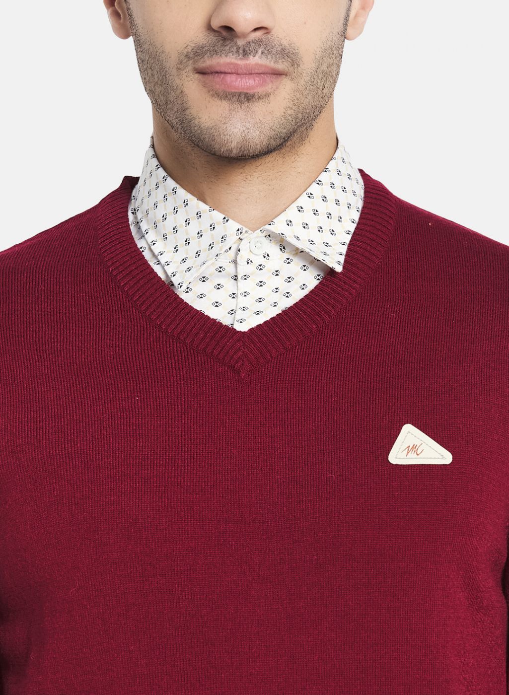 Men Maroon Solid Pullover