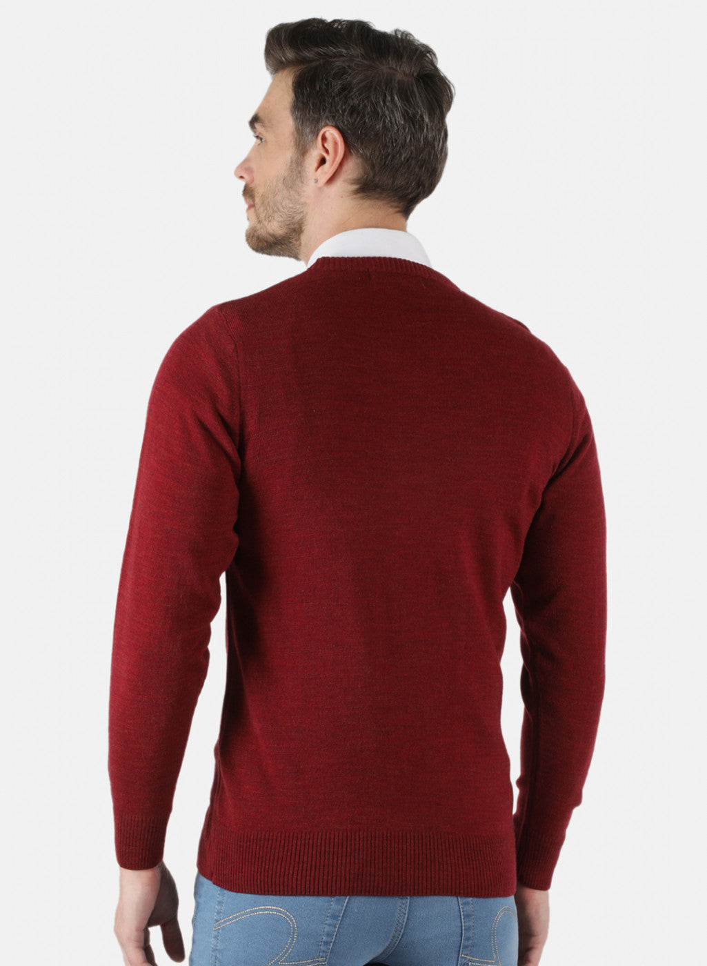 Men Maroon Solid Pullover