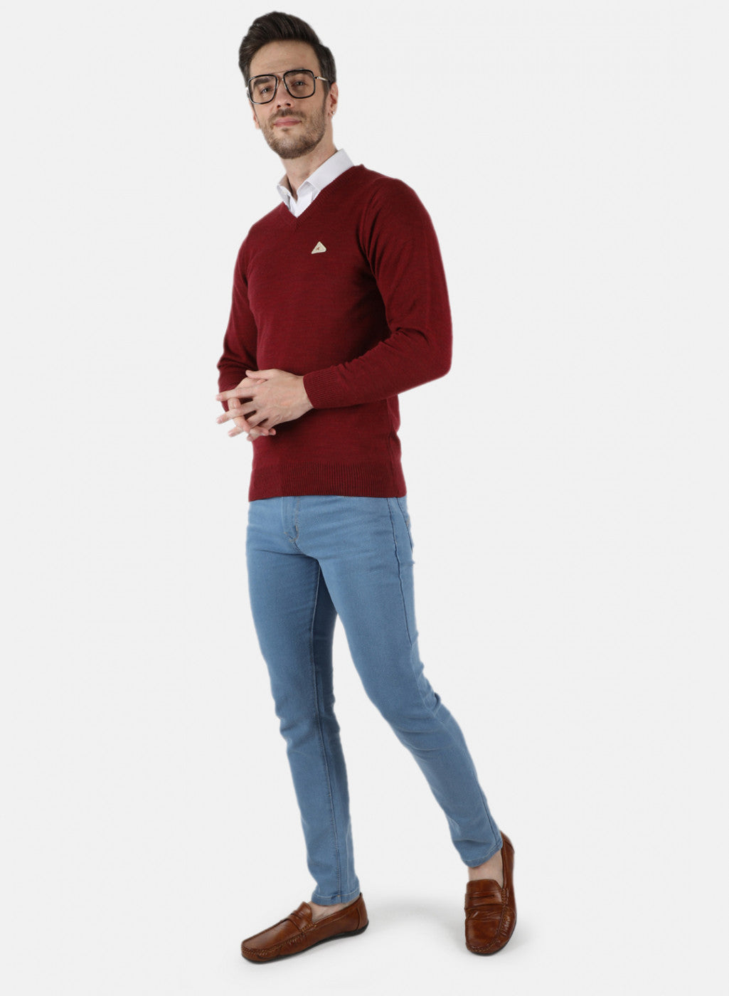 Men Maroon Solid Pullover