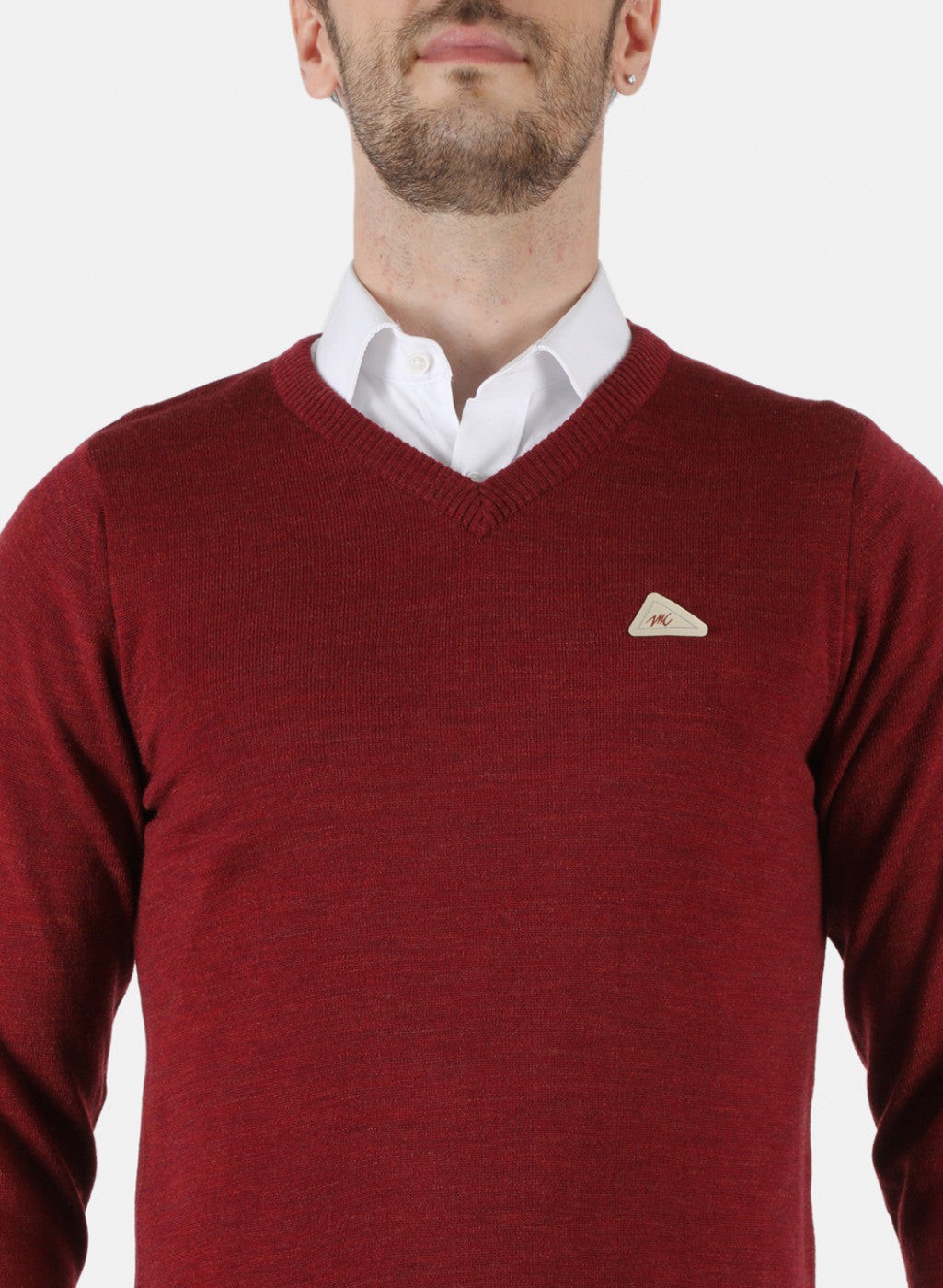 Men Maroon Solid Pullover