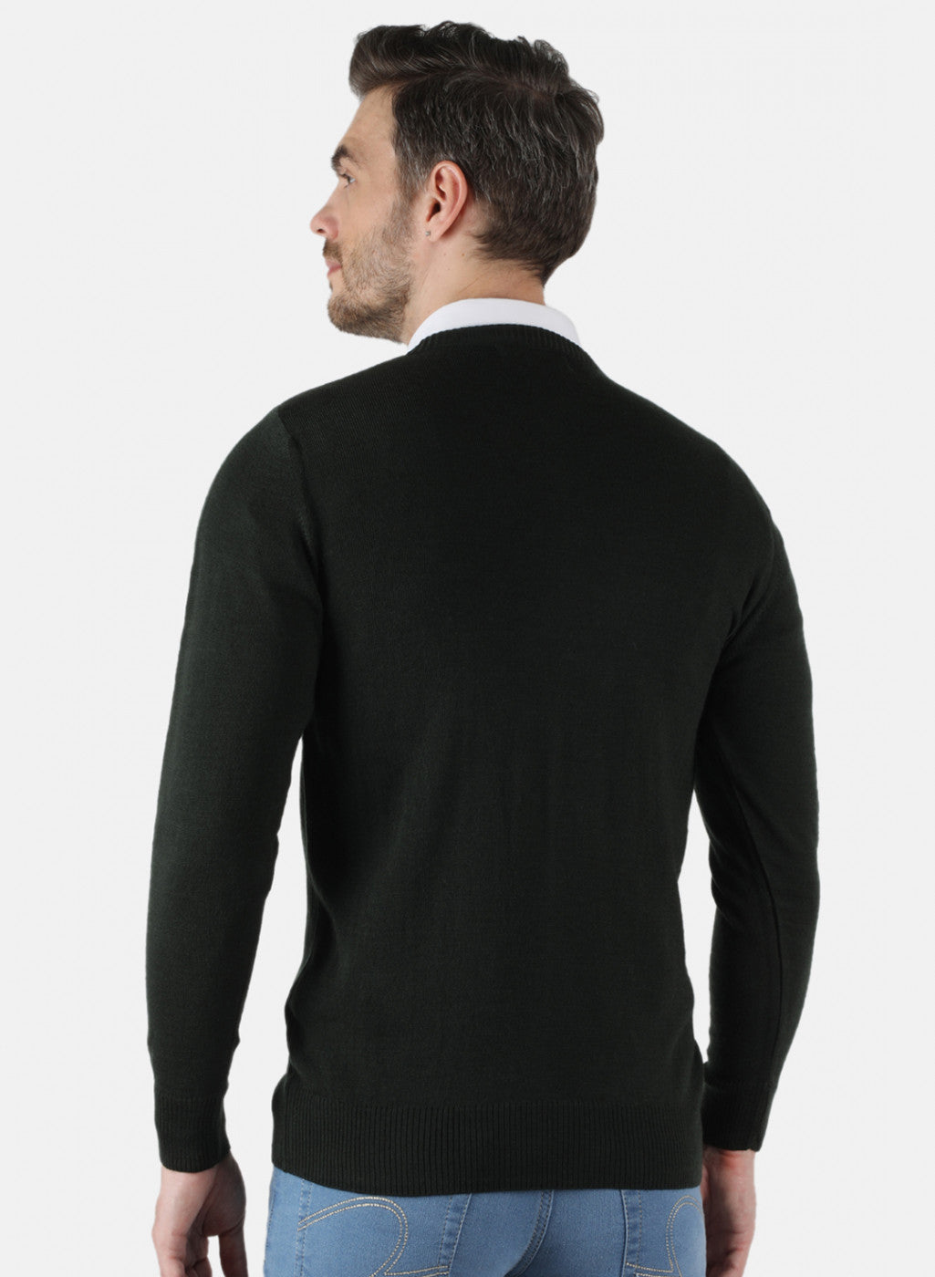 Men Green Solid Pullover