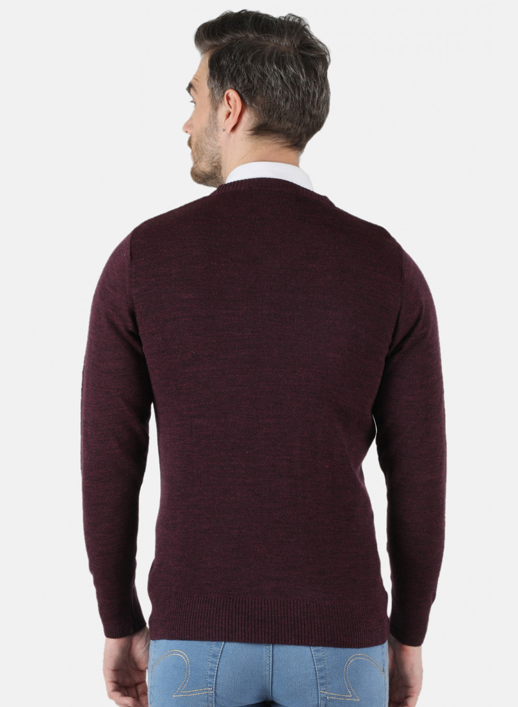 Men Maroon Solid Pullover