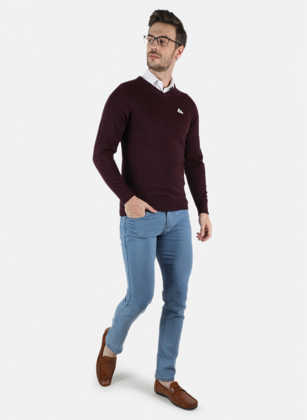 Men Maroon Solid Pullover