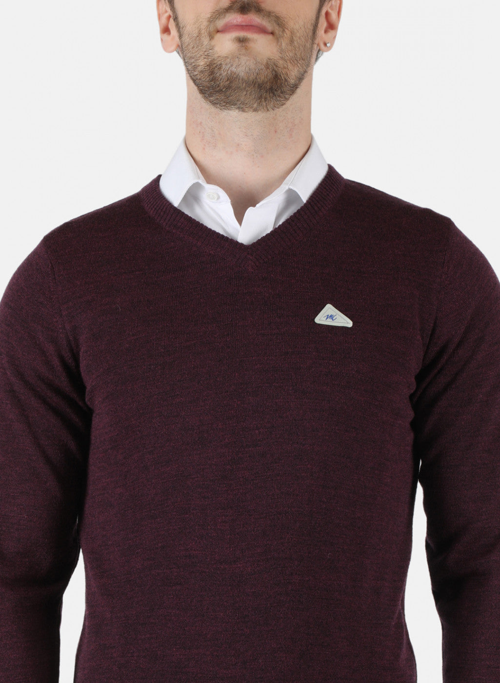 Men Maroon Solid Pullover