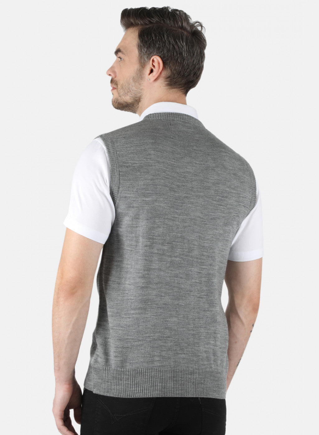 Men Grey Solid Sweater