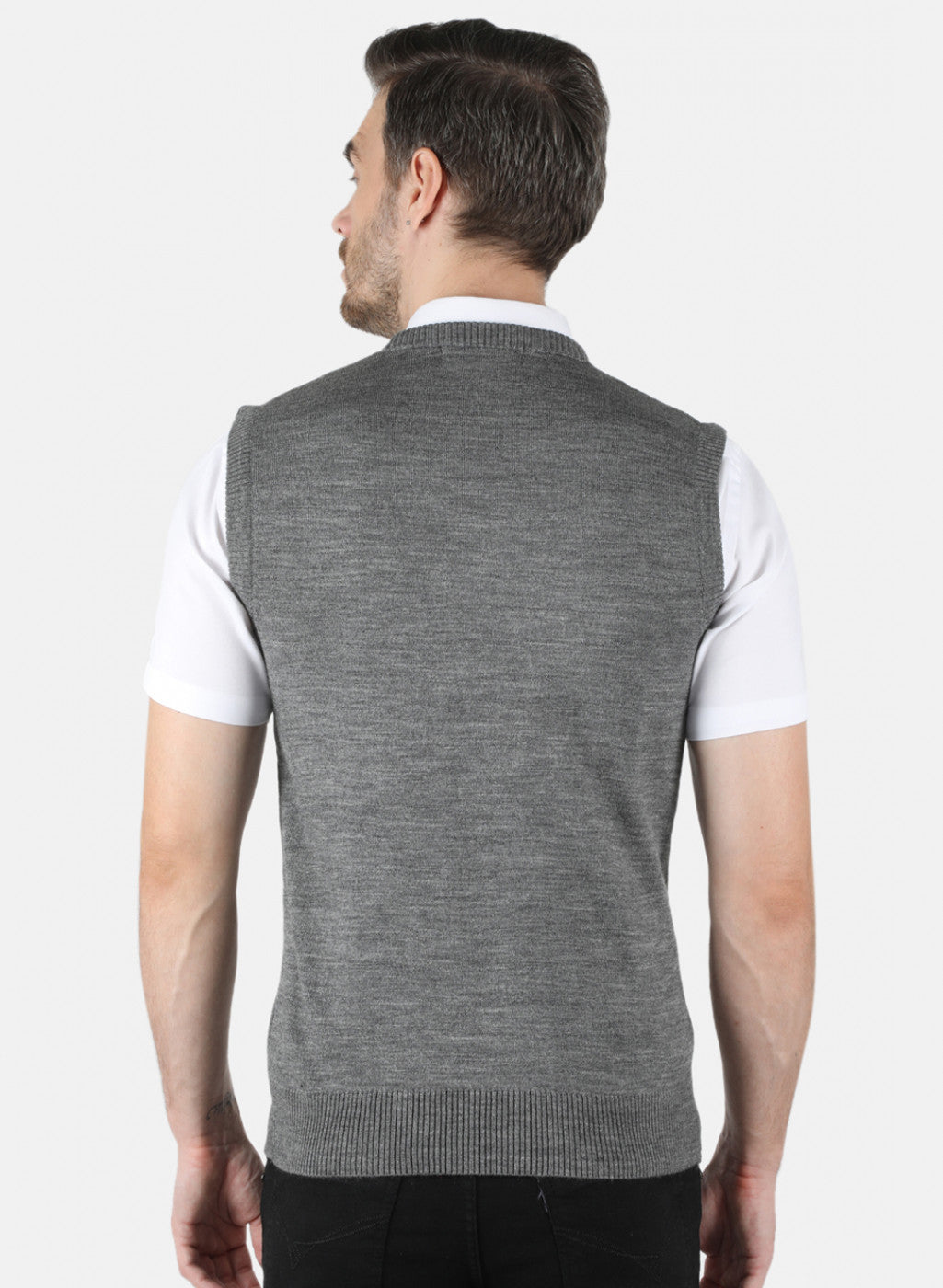 Men Grey Solid Sweater