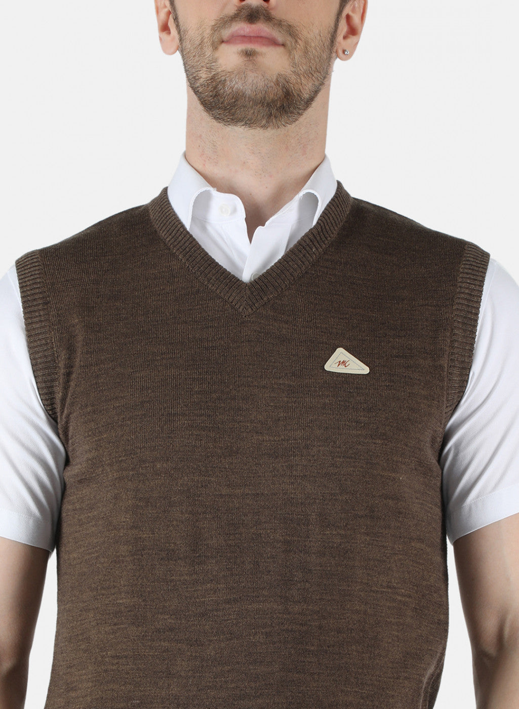 Men Brown Solid Sweater