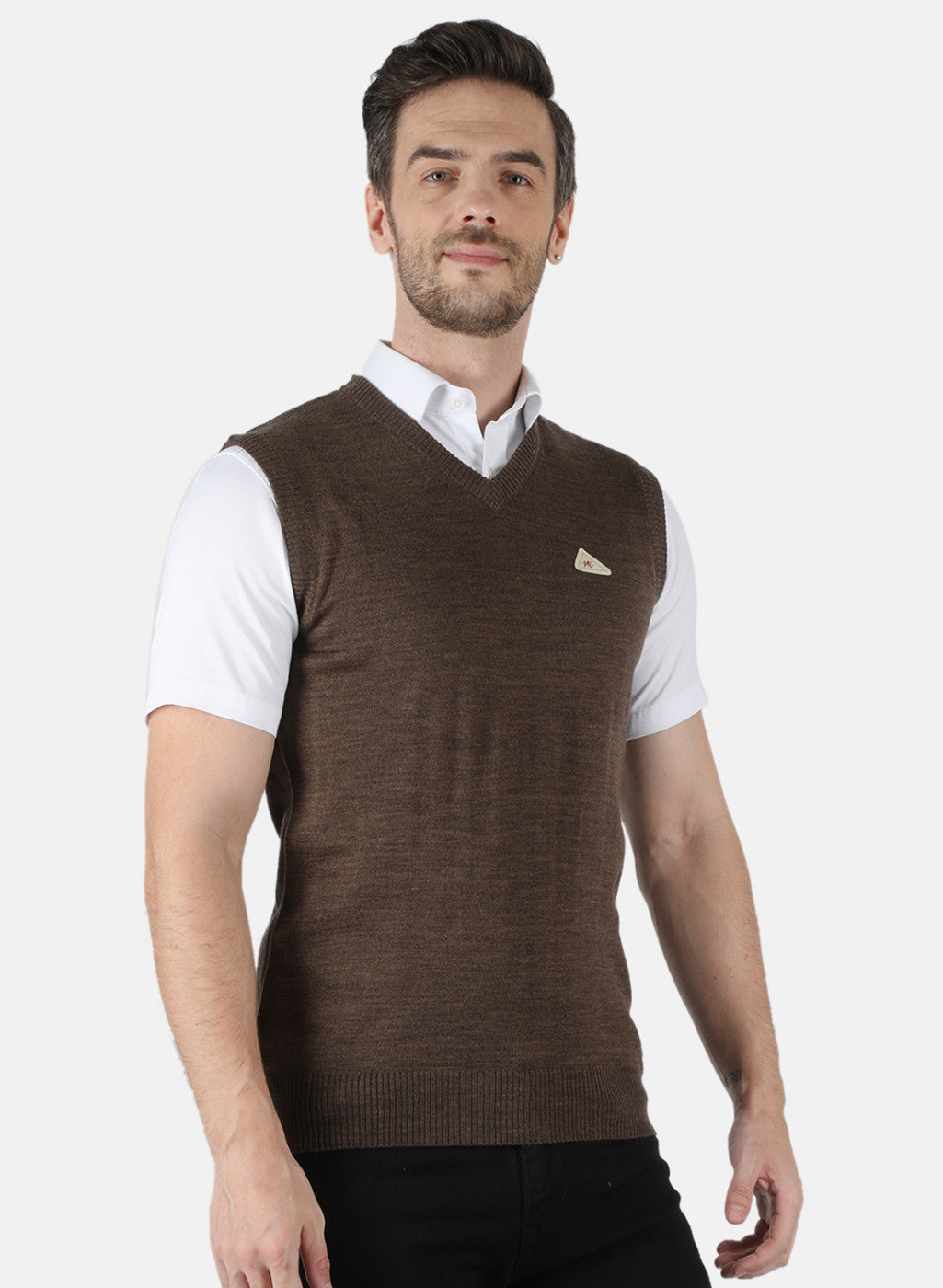 Men Brown Solid Sweater