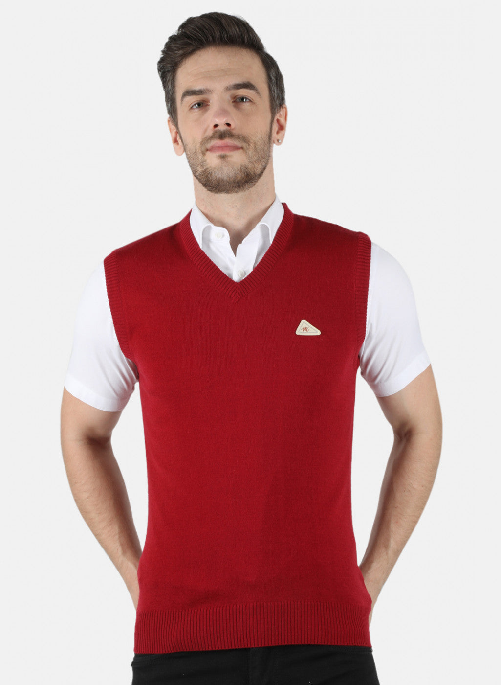 Men Maroon Solid Sweater