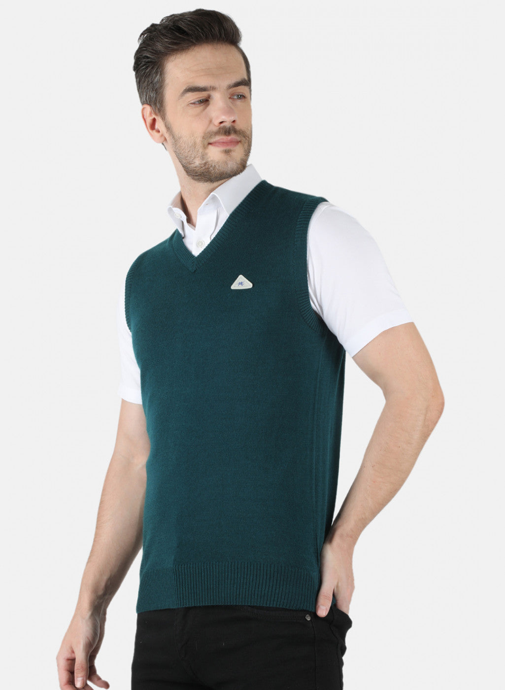 Men Green Solid Sweater