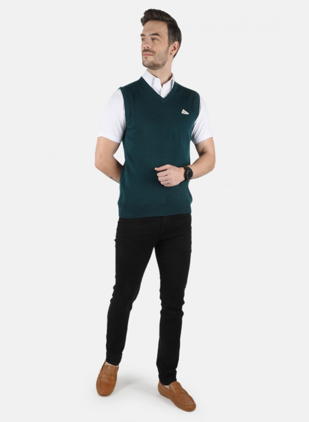 Men Green Solid Sweater