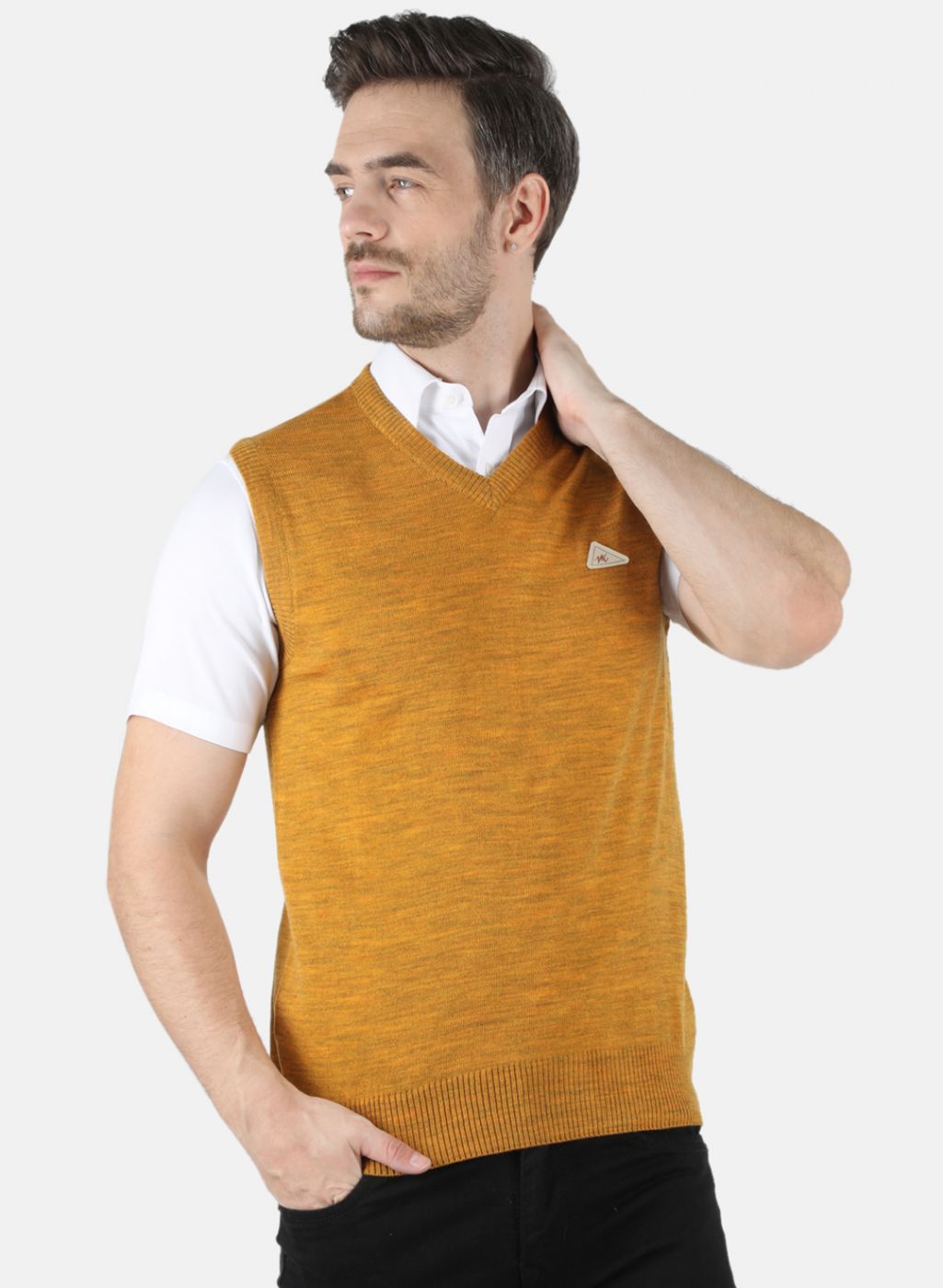 Men Yellow Solid Sweater