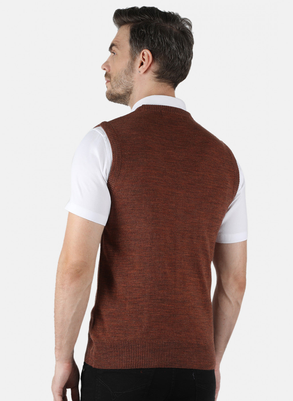 Men Brown Solid Sweater