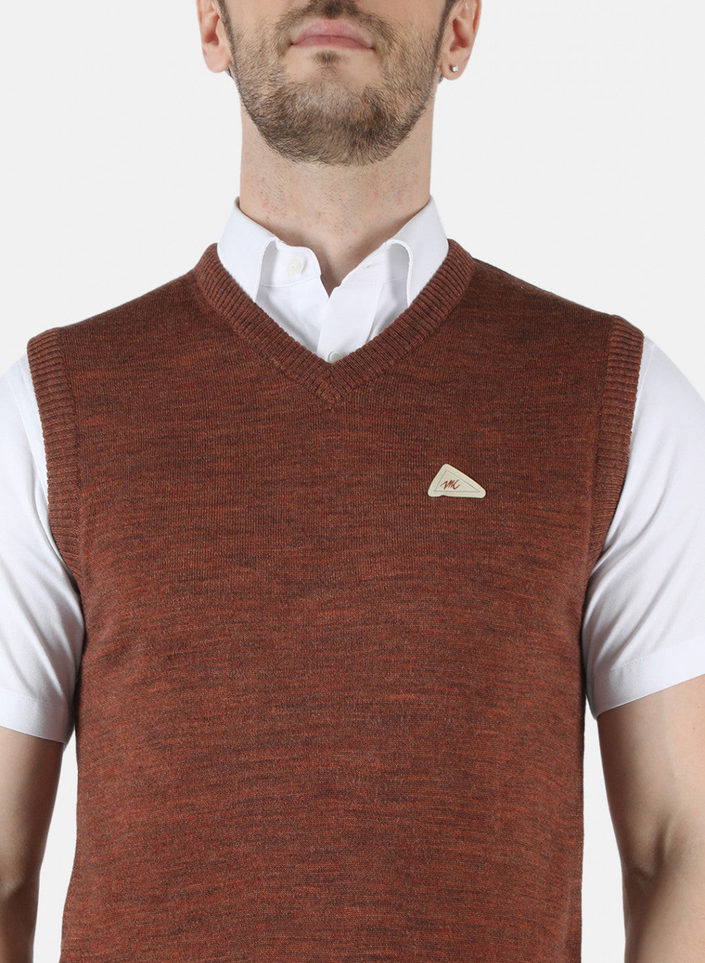 Men Brown Solid Sweater