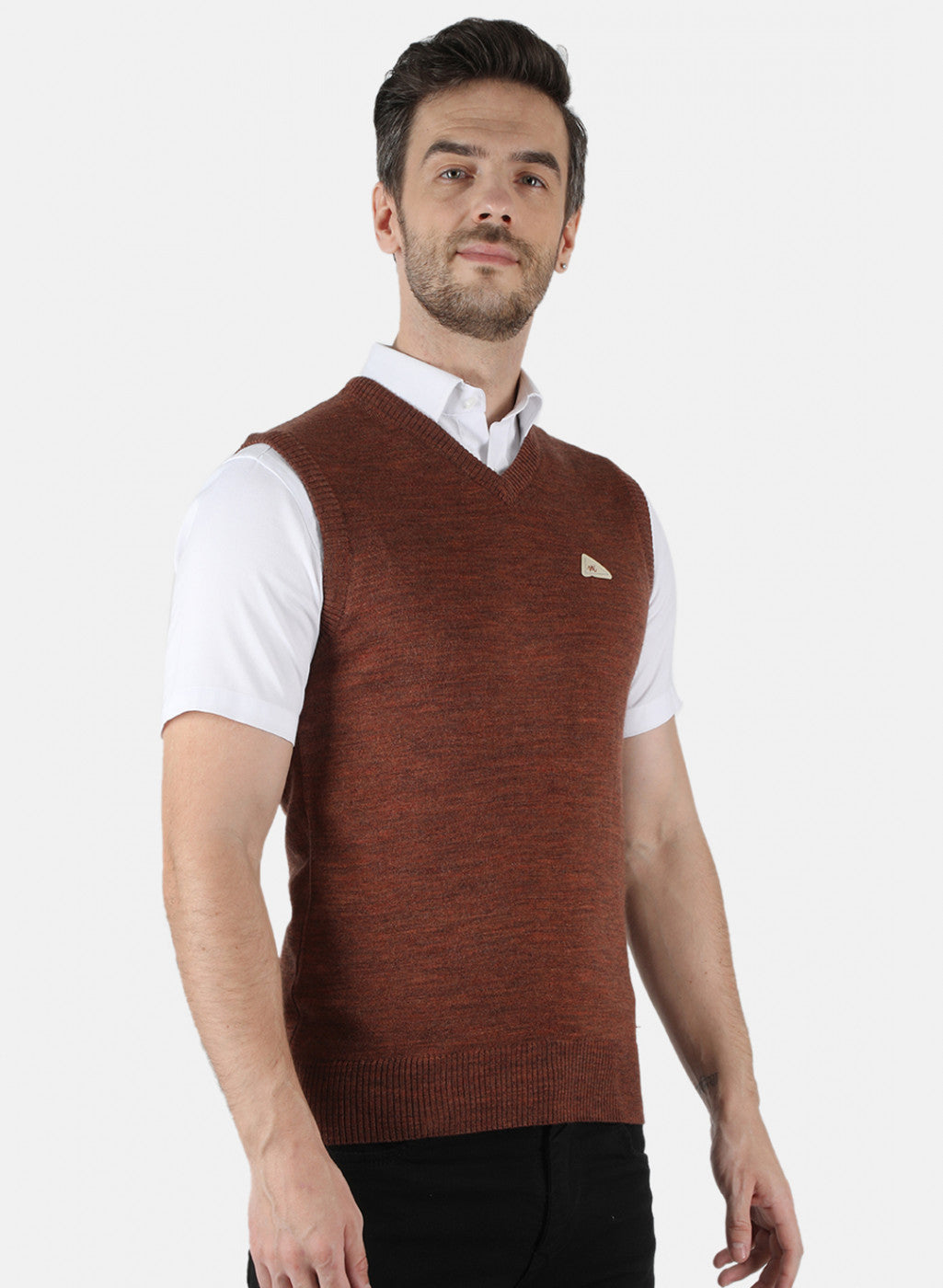 Men Brown Solid Sweater