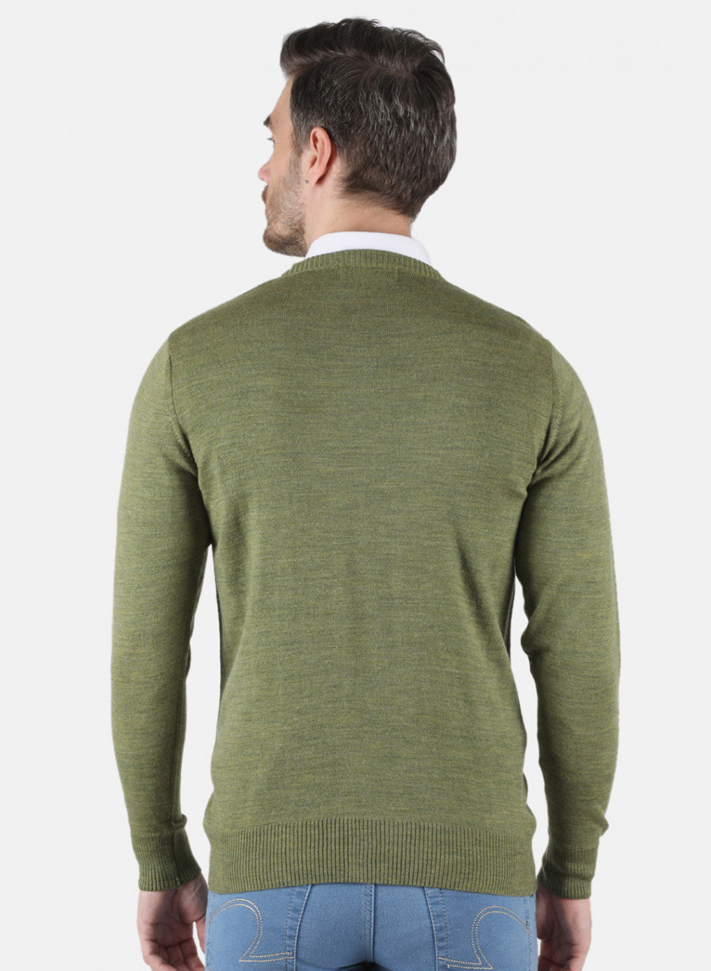 Men Olive Solid Sweater