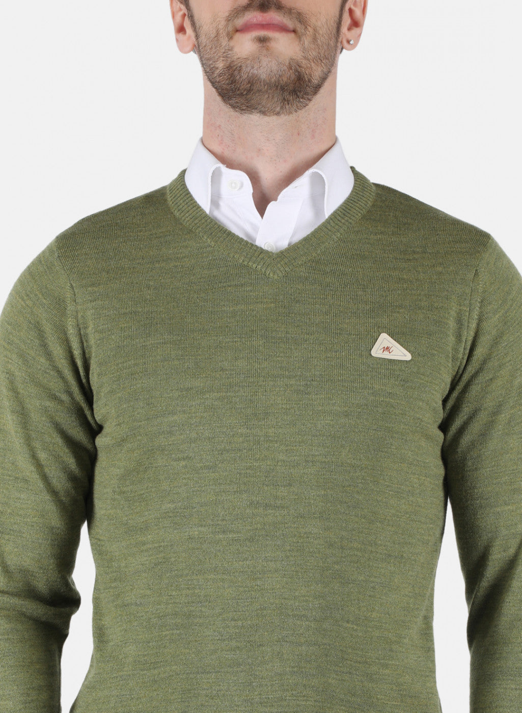 Men Olive Solid Sweater