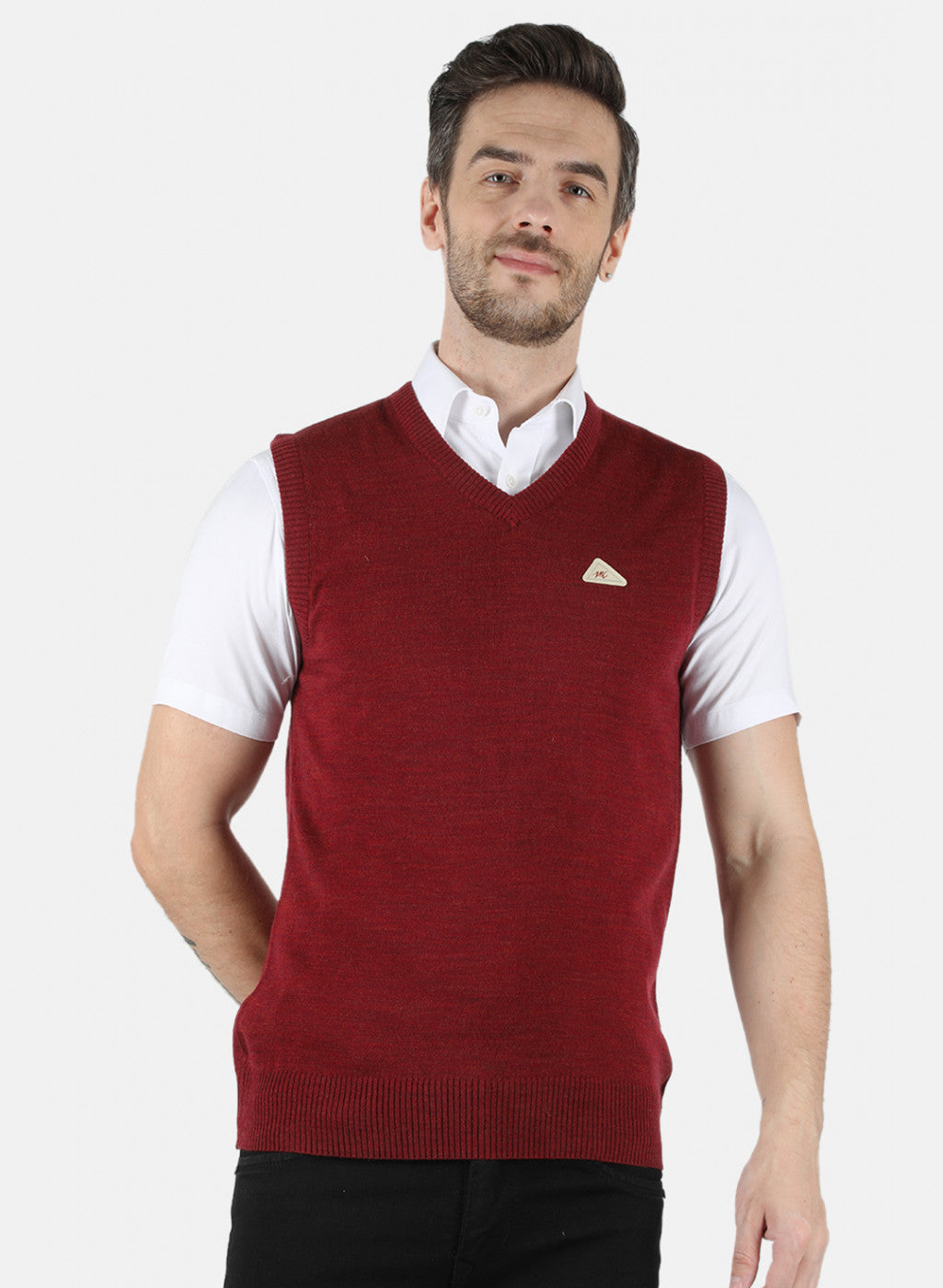 Men Maroon Solid Sweater